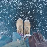 Frozen water ice lake winter frost feet foot